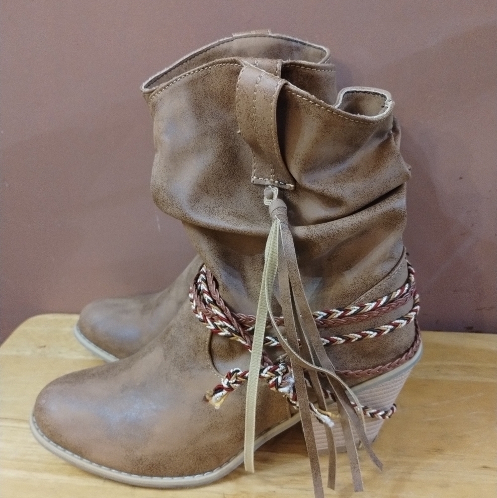 Women's fashion boho slip on boots size 37 shoes - Picture 3 of 10